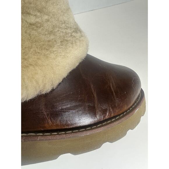 UGG Australia Maylin Women's Leather Shearling Boots Chestnut Brown Size 8 - Picture 10 of 16